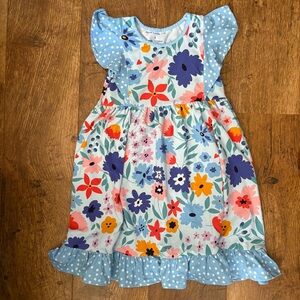 Millie Loves Lily girls blue floral polka dot flutter ruffle sleeves spring sz 8